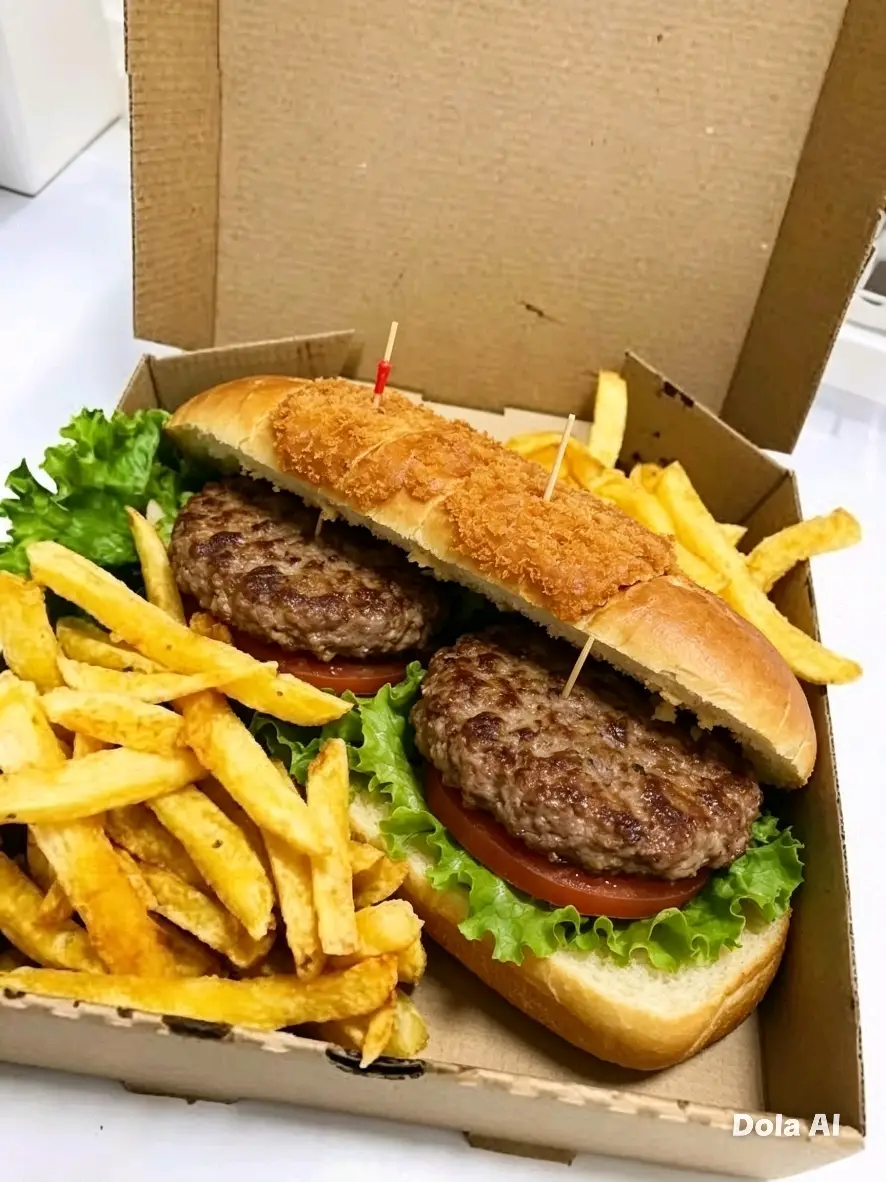 TORPEDO ESPECIAL C/2 HAMBURGUESAS GRANDES (FRIAR) + PAPAS FRITAS 